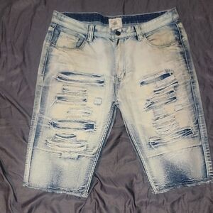 Original Vintage Denim/Smoke Rise. Distressed Denim Men's Shorts. 40 Waist